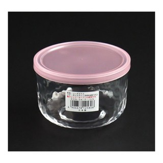 Hộp thủy tinh có nắp đậy loại màu hồng tròn 420ml