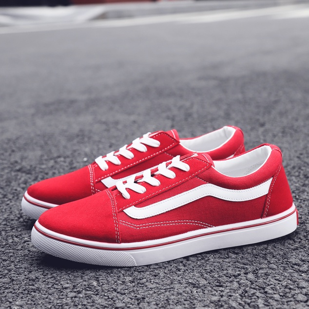 VANS Giày Thể Thao Vải Canvas Cổ Thấp Đế Bằng Cột Dây Thời Trang Cho Học Sinh