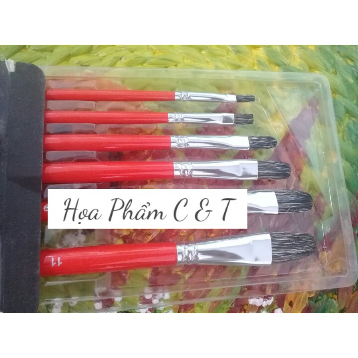 Bộ 6 Cọ Vẽ Lông Thú Hero Cao Cấp.