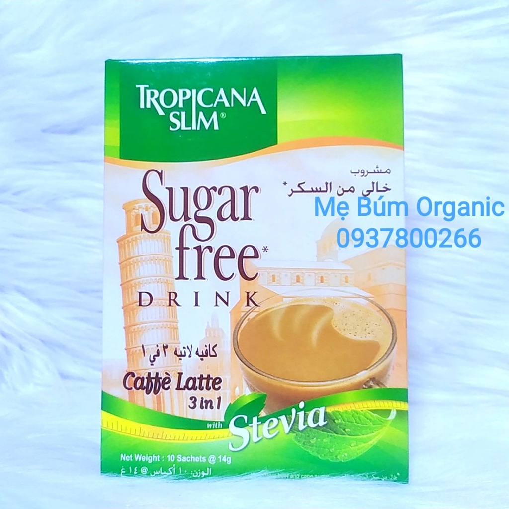 [ HCM Giao Hỏa Tốc] Cà phê ăn kiêng không đường chiết xuất từ lá cỏ ngọt Tropicana Slim Latte 140g