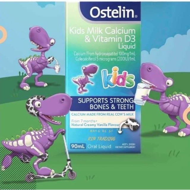 Canxi milk cho bé dạng nước Ostelin Kids Milk Calcium &amp; Vitamin D3 Liquid 90ml TP23