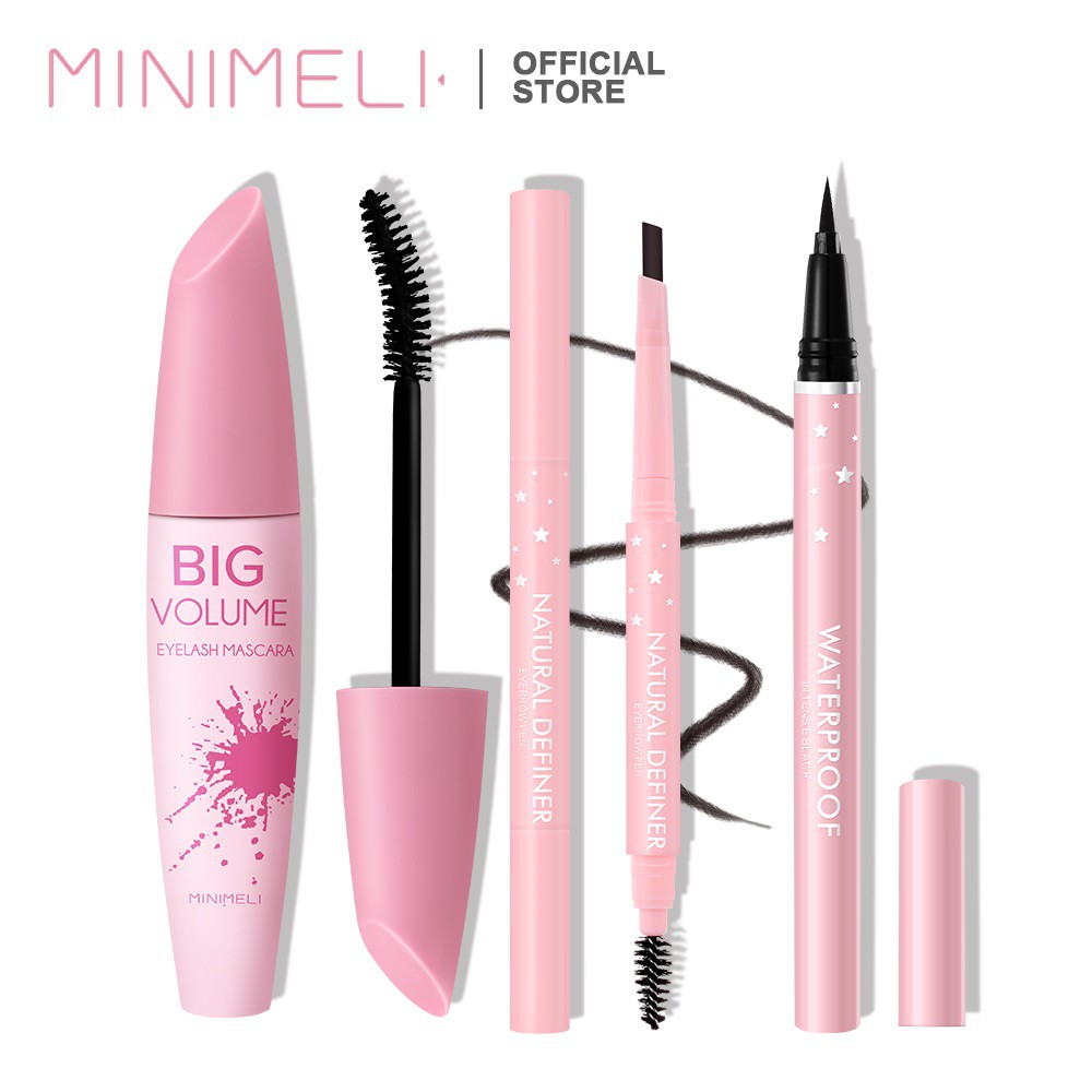 Bộ mascara+bút kẻ mắt+bút kẻ lông mày MINIMELI 3pcs 60g