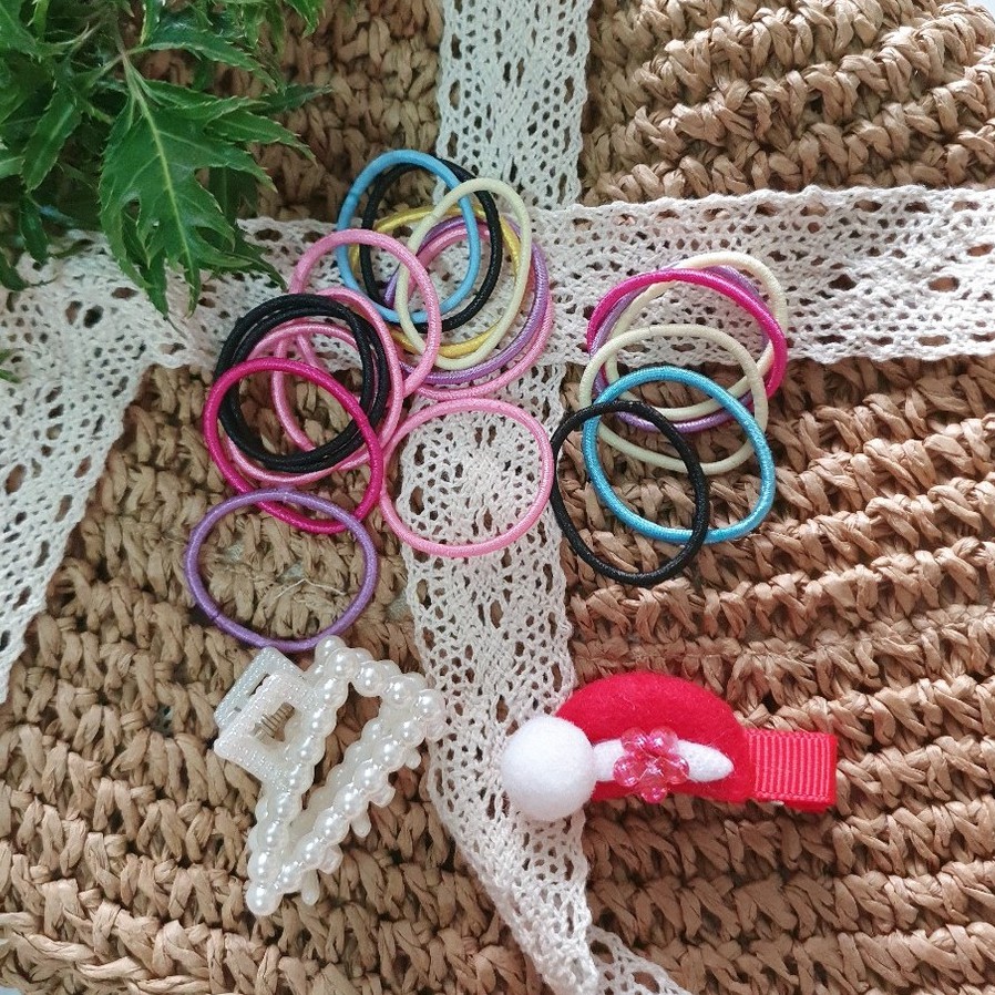 Set buộc tóc kèm kẹp mái, kẹp càng cua cho bé - 22 chi tiết