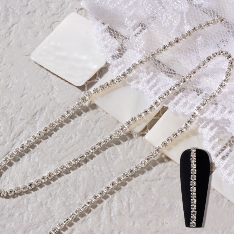 Dây Xích Bạc 25cm Đính Đá Trang Trí Móng Tay Nghệ Thuật DIY