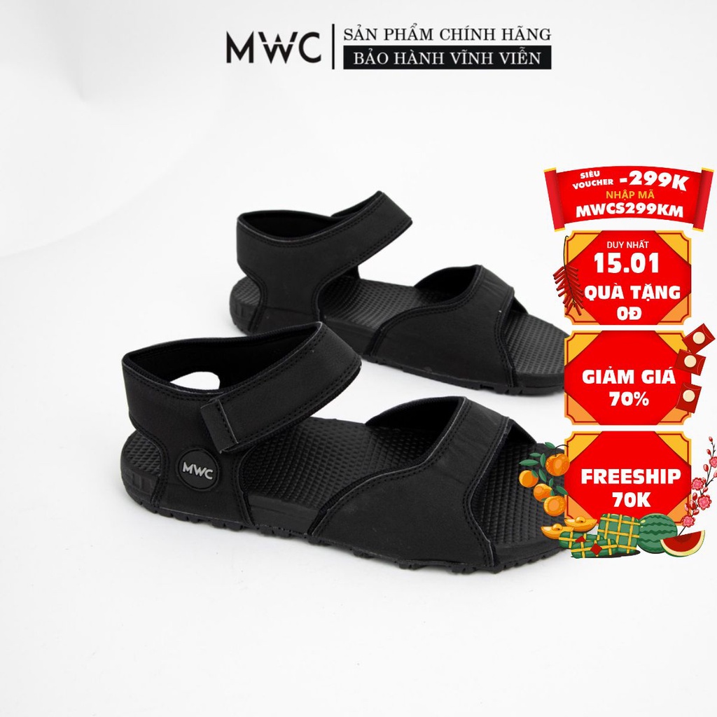 Giày Sandal Nam MWC Đế Cao Su 2CM Quai Da Cao Cấp NASD- 7027