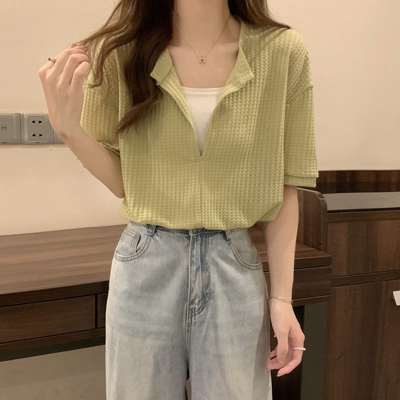 Áo Thun Ngắn Tay Dáng Rộng Giả Hai Lớp Phong Cách Hàn Quốc Thời Trang 2022 JL-TX-240