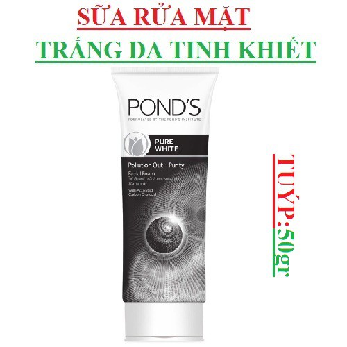 Sữa rửa mặt trắng da tinh khiết Pond's pure white; ngăn ngừa mụn acne clear tuýp 50g