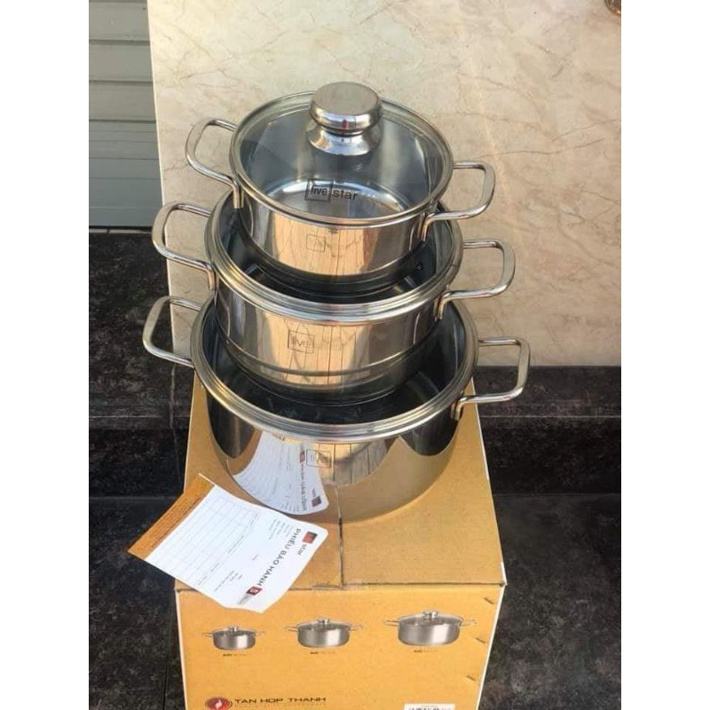 Bộ 3 nồi inox 5 đáy Fivestar cao cấp