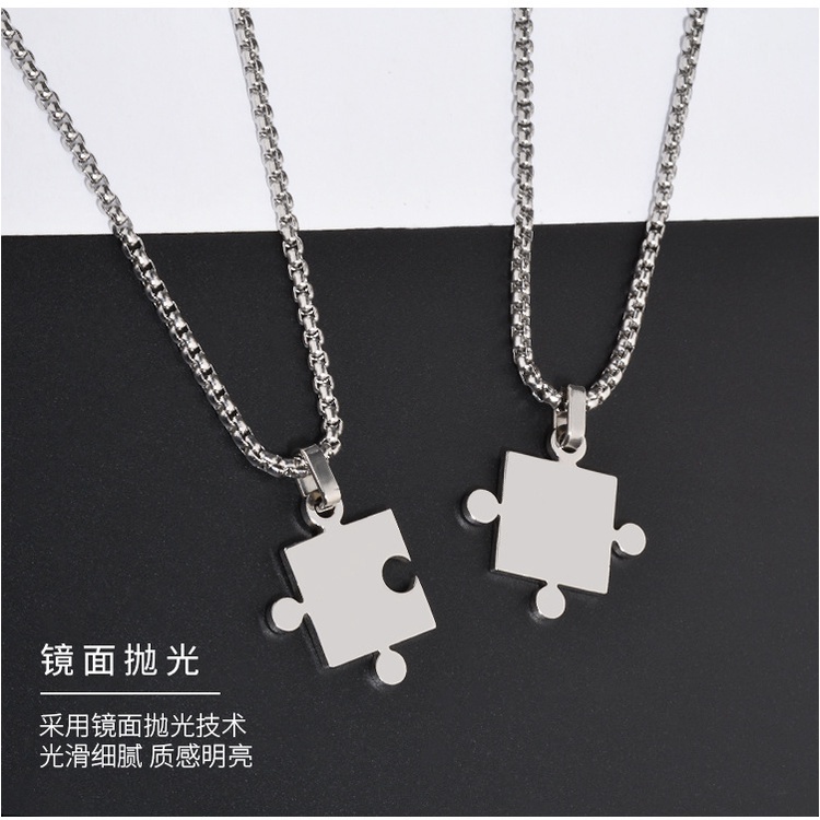 Dây Chuyền Mặt Khối Khảm 2 Trong 1 Không Phai Màu Phong Cách hip hop Cá Tính Cho Cặp Đôi Nam Và Nữ