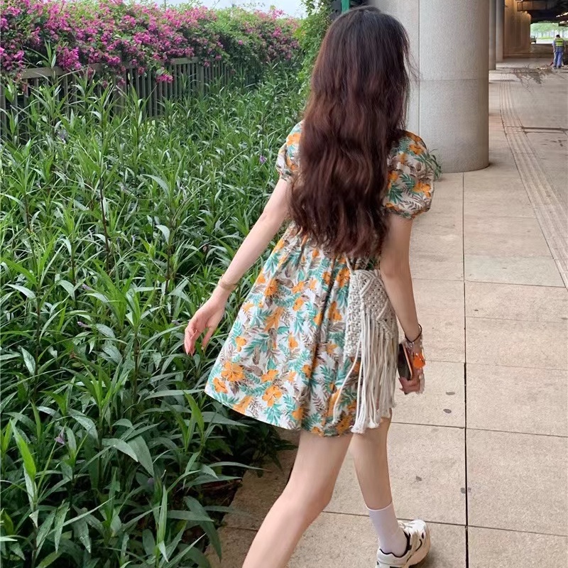 Váy Nữ Thời Trang Đơn Giản Mới Mùa Hè Phiên Bản Hàn Quốc Váy Tay Phồng Gợi Cảm