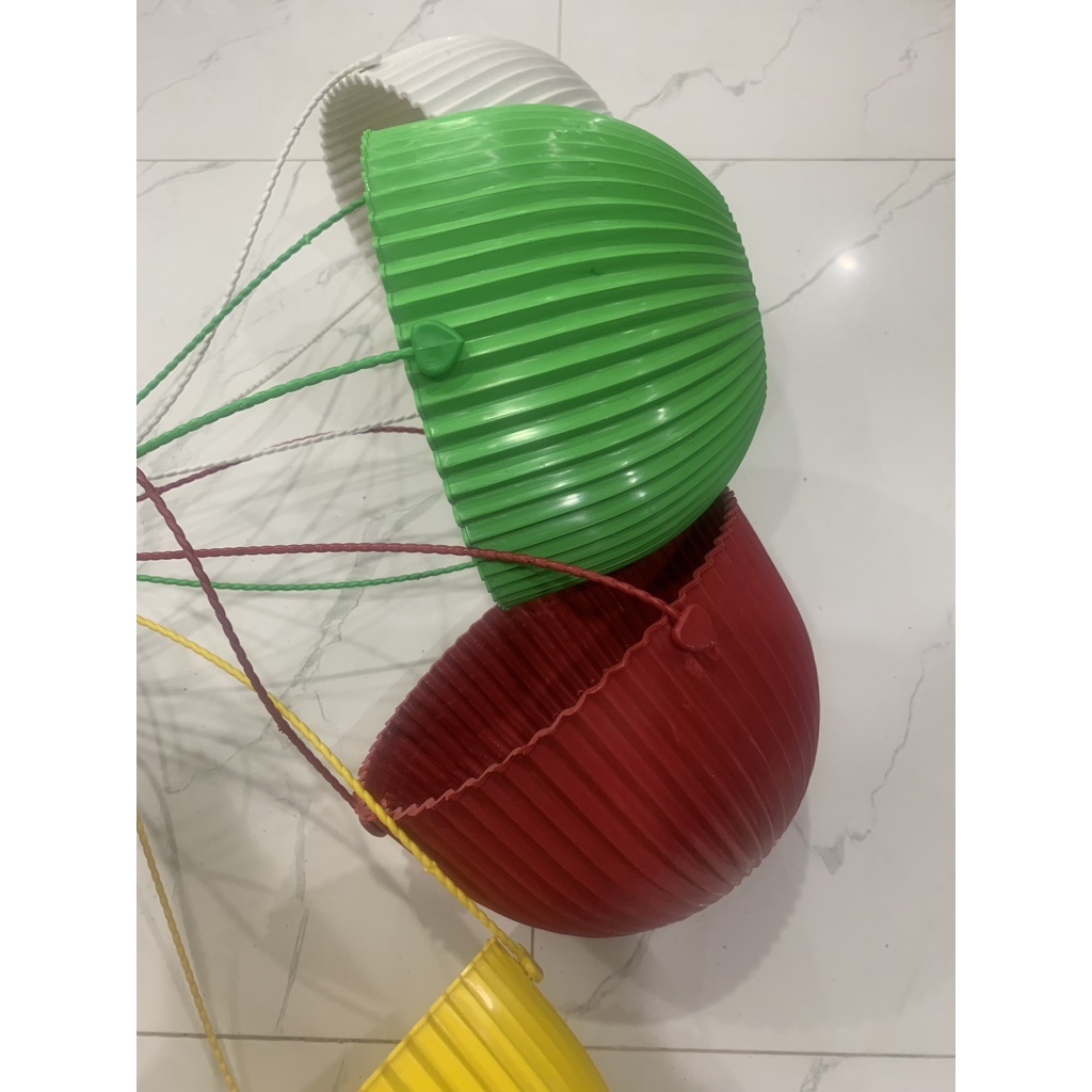 Chậu nhựa treo trồng cây hoa 05 chậu, chậu sóng treo nhựa dẻo cao cấp KT 21x15cm