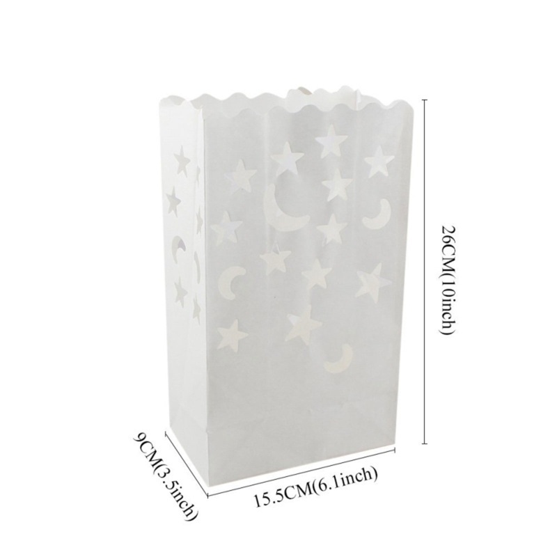 Bộ 10 Túi Đựng Nến Bằng Giấy Màu Trắng Siêu Nhẹ Trang Trí Nhà Cửa / Lễ Hội / Năm Mới