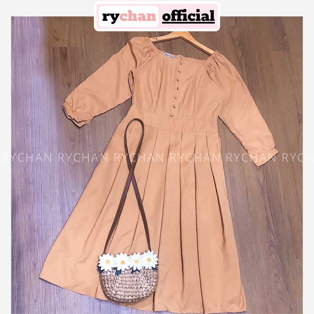 [ẢNH THẬT CUỐI] DM484 - Đầm Maxi Cổ Vuông Phối Nút Bọc Nhiều Màu