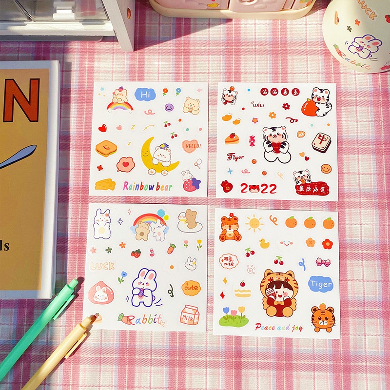 Sticker hoạt hình, tem nhãn nhiều mẫu trang trí dán decor bình nước đồ dùng học tập dễ thương SuSu TT07