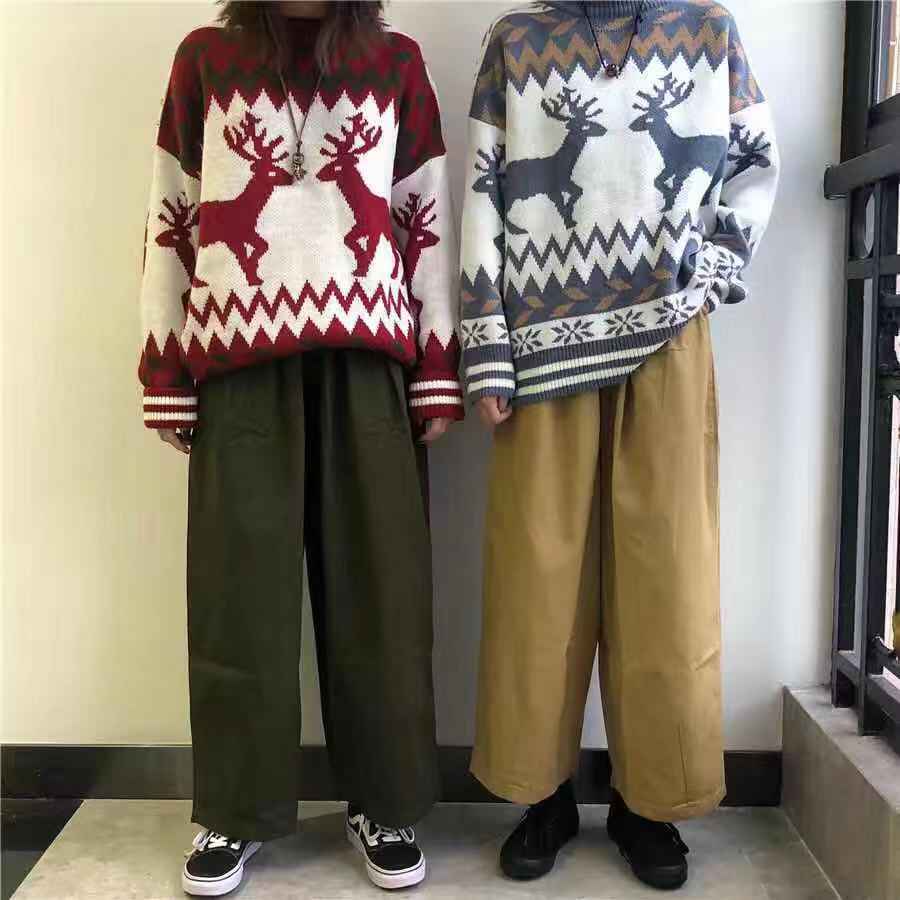 Áo Sweater Dệt Kim Dáng Ôm Thời Trang Thu Đông Phong Cách Hàn Quốc Cho Nam Và Nữ