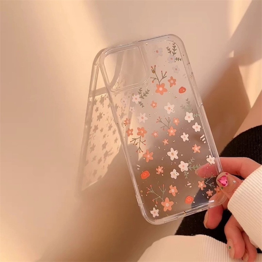 Ốp Điện Thoại Silicon Mềm Trong Suốt In Họa Tiết Hoa Chống Sốc Cho iPhone 14 13 12 11 Pro Max X Xr Xs Max SE 8 7 6 6s Plus