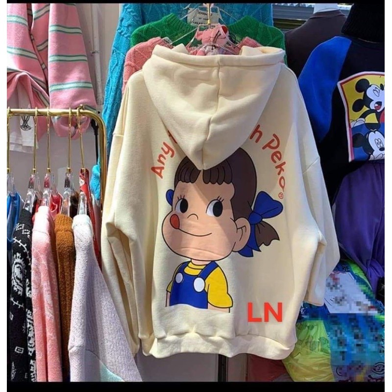 Áo hoodie cô gái Nơ xanh in lưng LN11