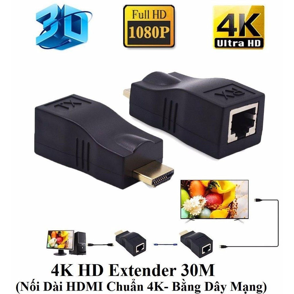 Bộ nối dài HDMI chuẩn 4K bằng dây LAN 30m Chính hãng FB-LINK