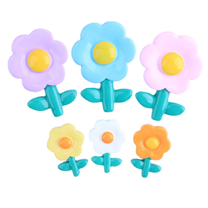 Set 5 Miếng Dán Kẹp Trang Trí Tủ Lạnh/Điện Thoại/Cốc Nước Hình Hoa Hướng Dương Bằng Nhựa Resin