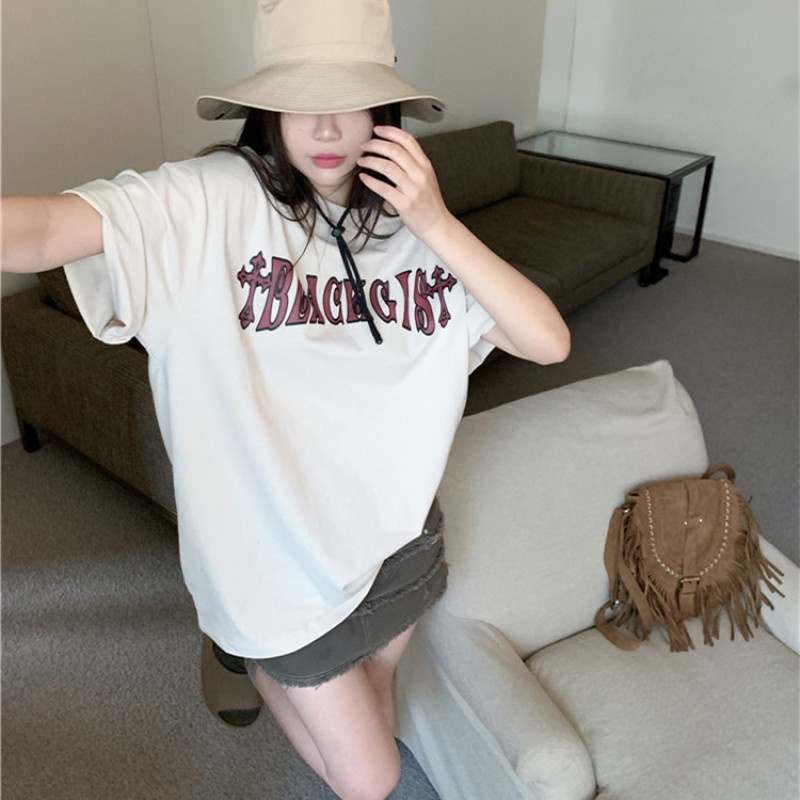 Áo Thun Ngắn Tay Dáng Rộng In Hình Vui Nhộn Phong Cách Hiphop Giản Dị Thời Trang