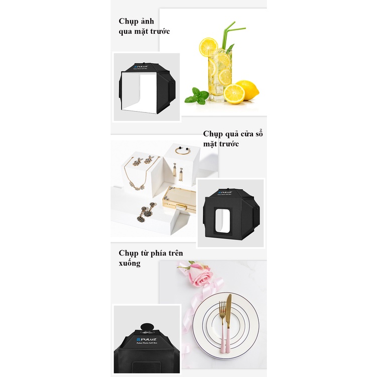 BOX CHỤP HÌNH SẢN PHẨM PULUZ CHÍNH HÃNG 40CM mới 2022 - HỘP CHỤP ẢNH CÓ BẢO HÀNH- CHỤP SIÊU SÁNG