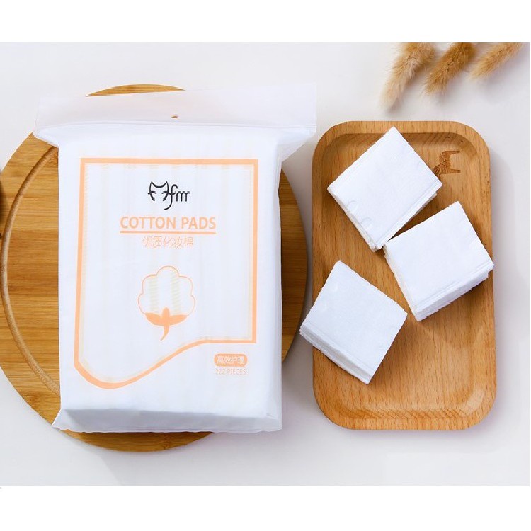 Bông tẩy trang màu trắng 2 mặt 3 lớp bịch 222 miếng