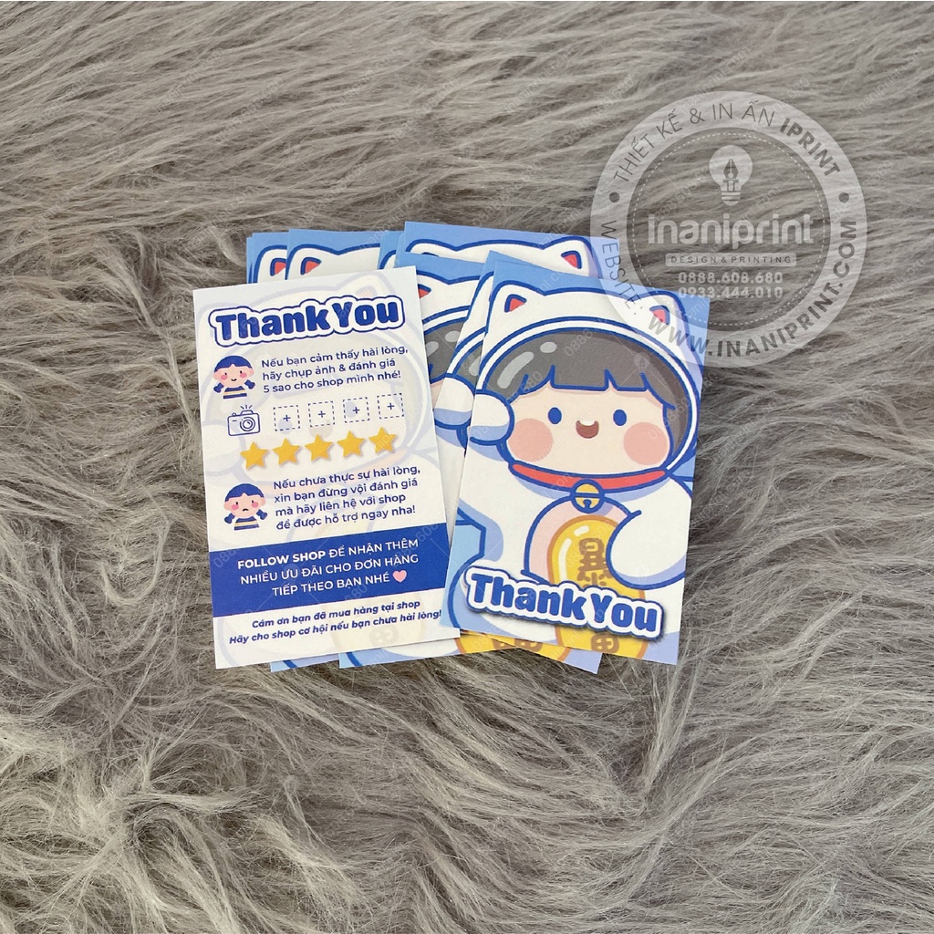 Thiệp Cám Ơn Giá Rẻ, Card Cám Ơn Mèo May Mắn - MS: 089