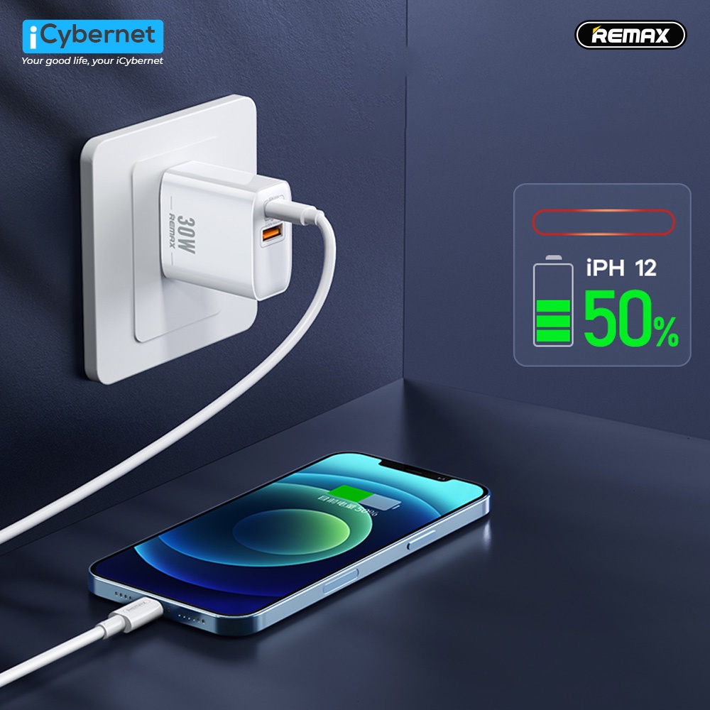 Củ sạc nhanh PD 30w PD QC3.0 30W chính hãng REMAX RP-U82 ICYBERNET