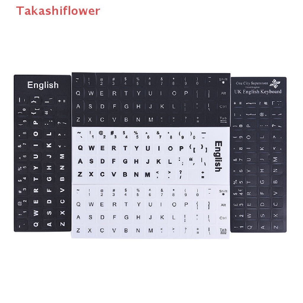 Miếng Dán Bàn Phím Máy Tính Laptop In Chữ Tiếng Anh Màu Trắng Đen