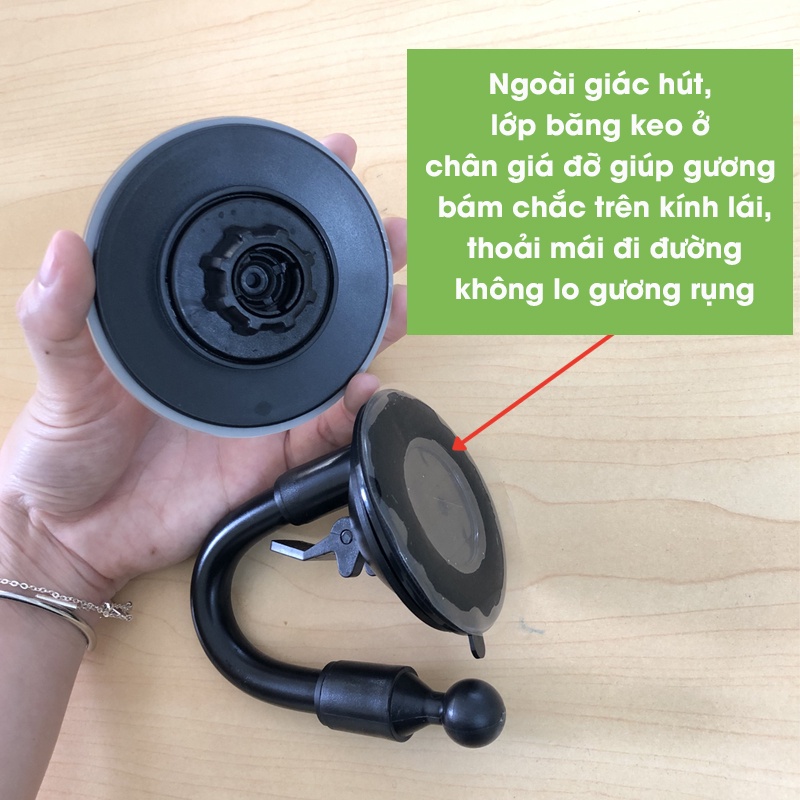 Gương chiếu hậu lồi góc rộng trong xe ô tô xoay 360 độ, có giác hút chắc chắn, phụ kiện ô tô Tâm Luân