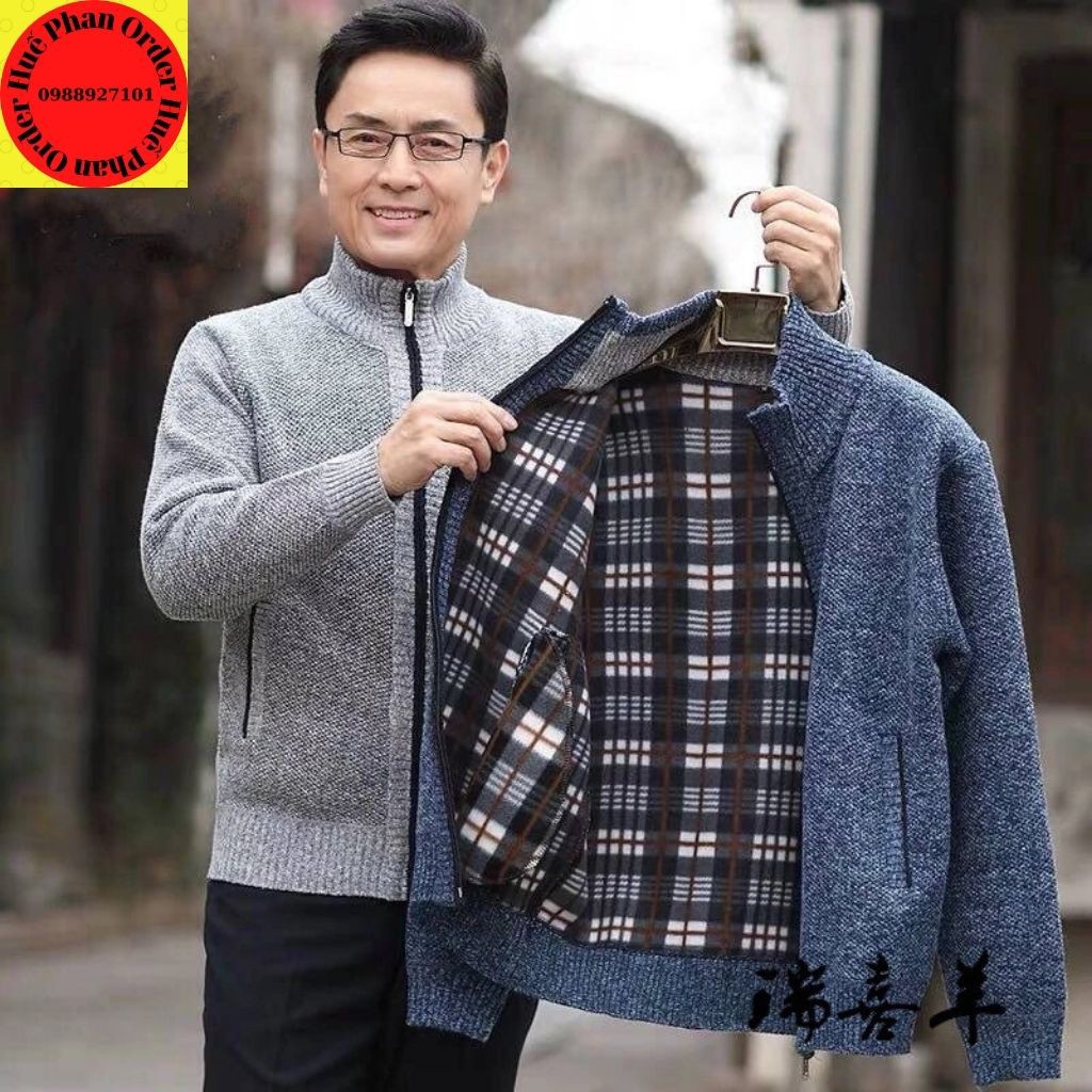 Áo khoác len lót nỉ cực ấm cho bố | BigBuy360 - bigbuy360.vn