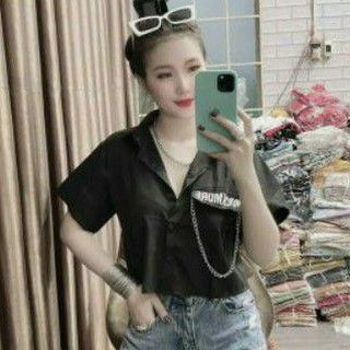 Áo sơ mi croptop DÂY XÍCH