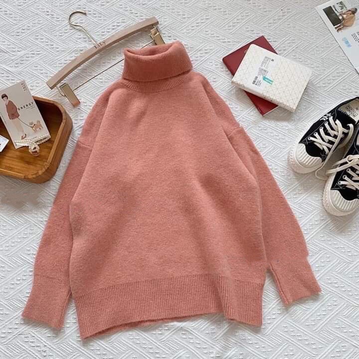 Áo len trơn cổ lọ chất mịn, áo len cổ cao len lông thỏ dáng rộng - Mono Boutique | BigBuy360 - bigbuy360.vn