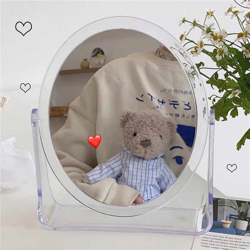 Gương Để Bàn Trong Suốt, Gương Trang Điểm Xoay 360 Độ Mẫu Mã Đặc Sắc Phù Hợp Để Decor