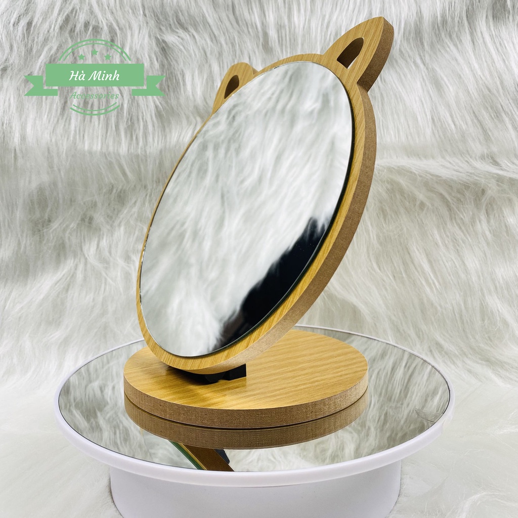 Gương Gỗ Hàn Quốc Tai Mèo Size Lớn (tặng bút)
