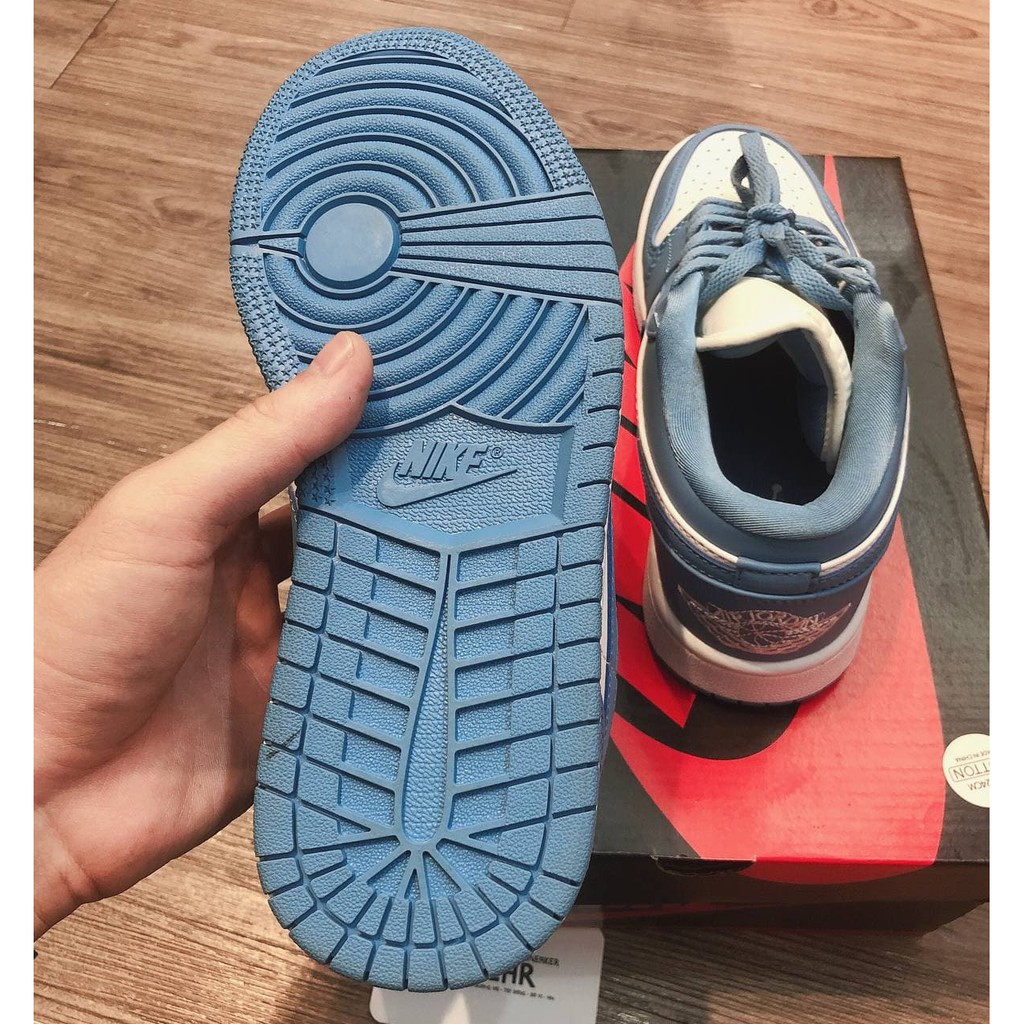 Giày thể thao Jordan 1 xanh dương thấp hàng 1:1 [BIG SALE + FULL BOX +PHỤ KIỆN] Da thật- mềm - bo viền- full size nam nữ