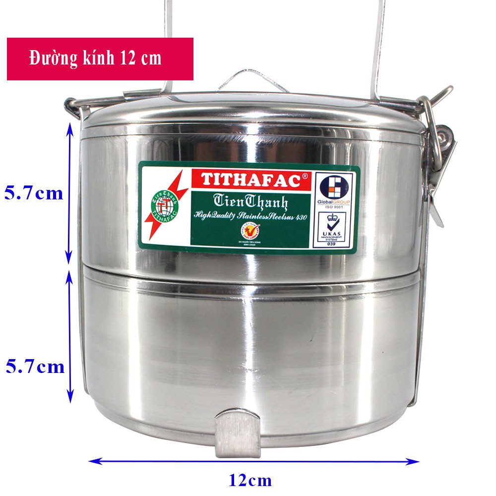 Camen inox 2 ngăn tithafac size 12cm inox tiến thành