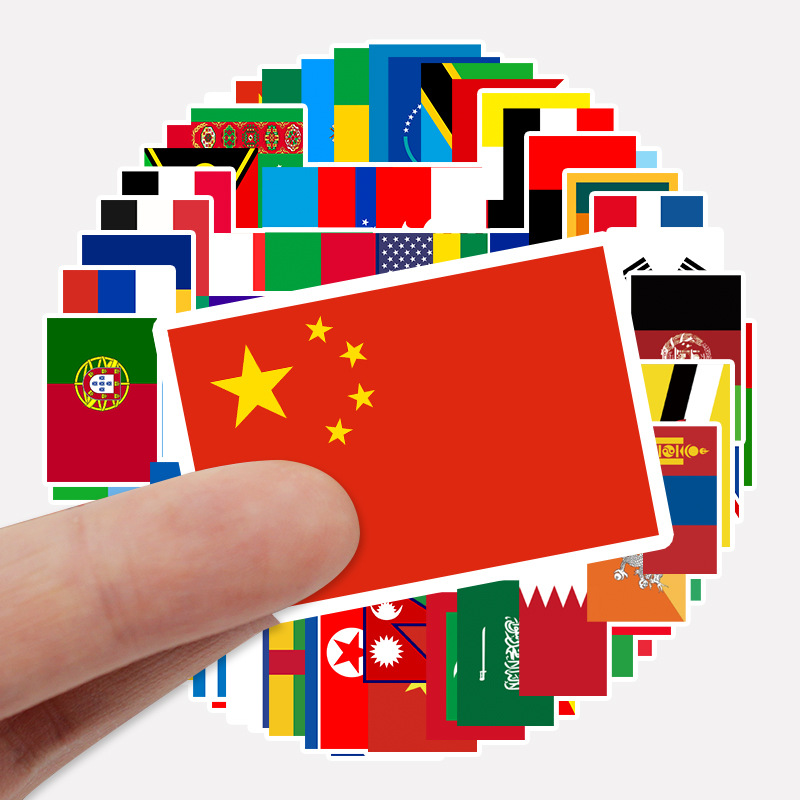 NATIONAL BUMPER Set 105 Miếng Dán Trang Trí Hình Lá Cờ Các Nước