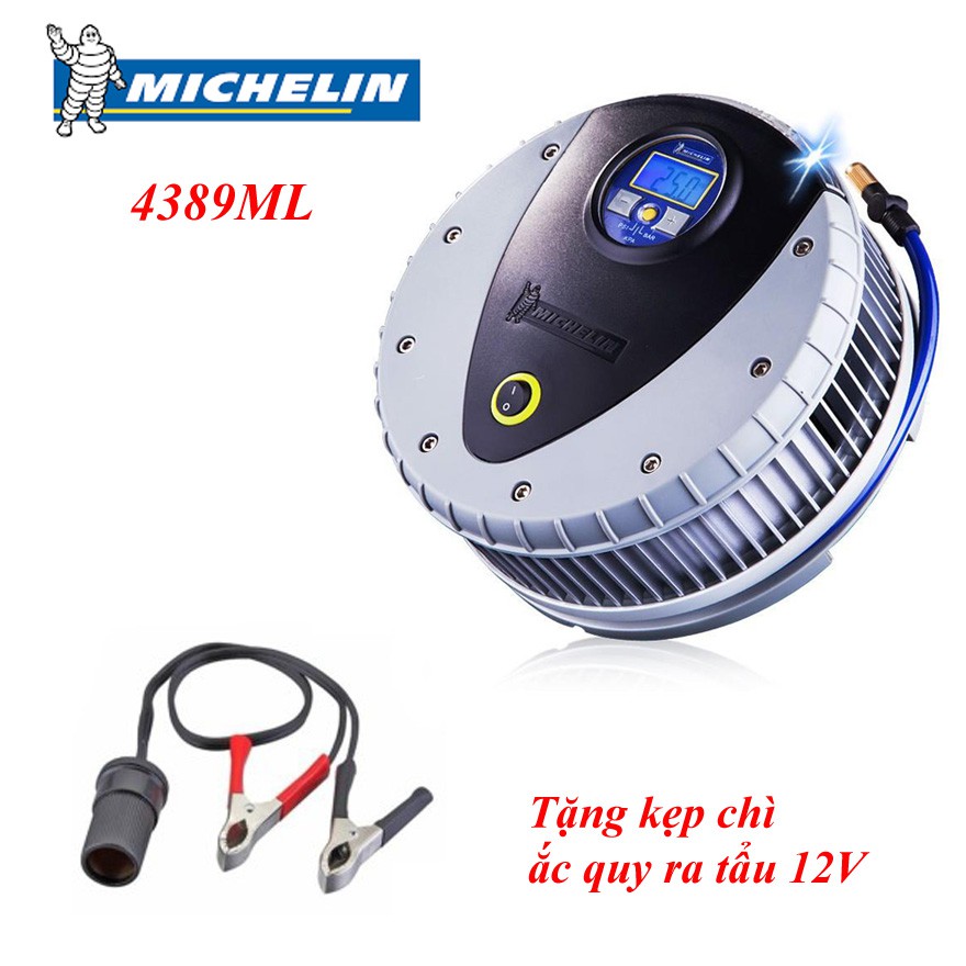 Michelin 4389ml_ Bơm ô tô Michelin chính hãng_ Tặng kẹp chì ắc quy ra tẩu 12V