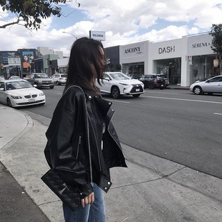 Áo Da Biker Jacket Black Nam Nữ