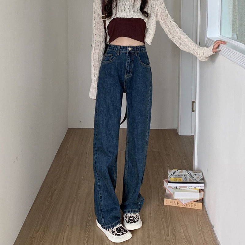 Quần jeans dài ống rộng thời trang cho nữ