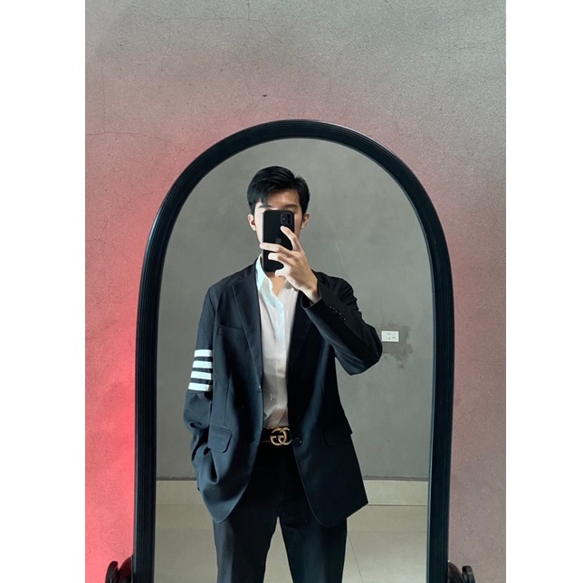 Áo Blazer VINETO nam phong cách thời trang Hàn Quốc tay khẻ sọc chất liệu cotton cao câp - B02 07704