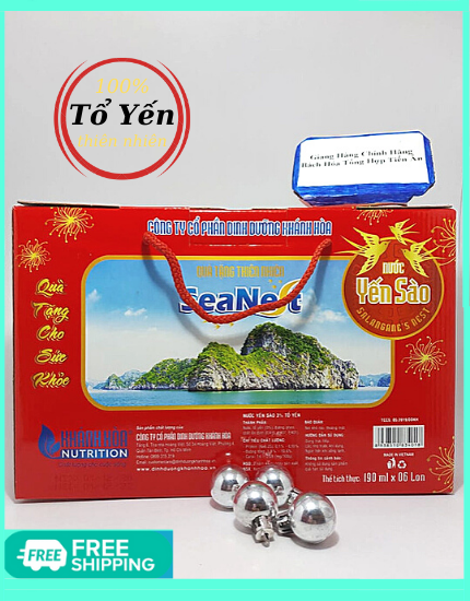 Yến Hộp quà( hộp lớn ) SeaNest Khánh Hòa( 3% Tổ yến ) 190ml x 6 lon