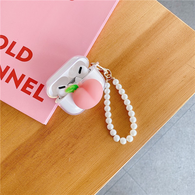 Vỏ TPU Mềm Bảo Vệ Hộp Đựng Tai Nghe Hình Quả Đào Dễ Thương Cho Airpods Pro Airpods 1/2