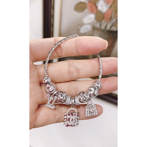 Vòng tay bạc phụ kiện tháo rời tự chọn bạc chuẩn phủ vàng trắng