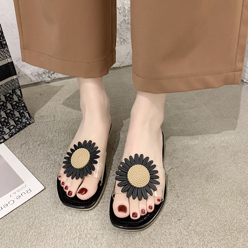 Dép quai ngang hoa cúc nhựa mềm chống trơn trượt không bẩn dùng đi mưa