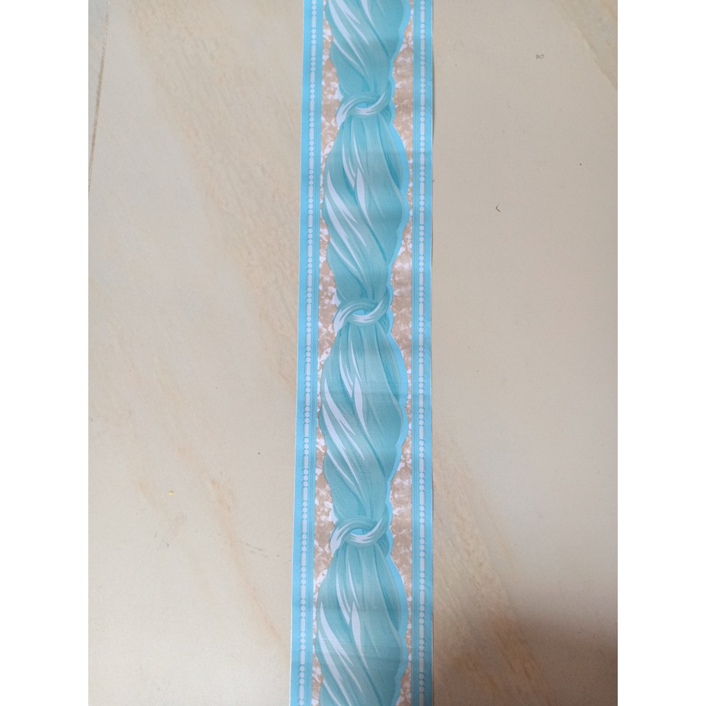 Cuộn 10m len dán viền tường keo sẵn xoắn lụa xanh keo sẵn (cao 10cm)