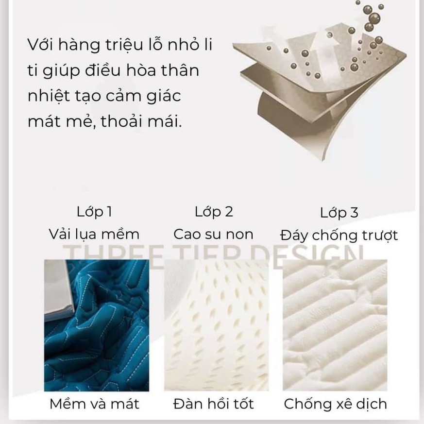 Chiếu điều hòa MODERN mủ cao su non thương hiệu TENCEL LATEX, mát lạnh + TẶNG KÈM 2 vỏ gối