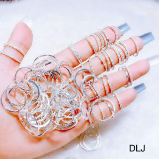 Nhẫn 1 hàng đá đơn giản, bạc ta