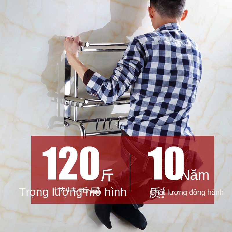 Kệ toilet inox nhà tắm giá đỡ bồn cầu 2 tầng 3 ngăn treo tường miễn đục lỗ